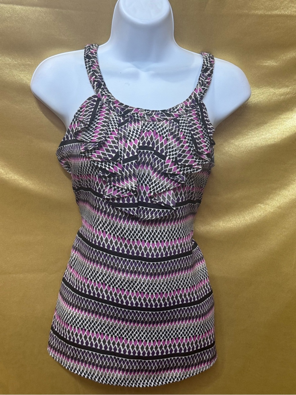 Banana Republic Ruffled Geometric Print Tank Top - Size XS